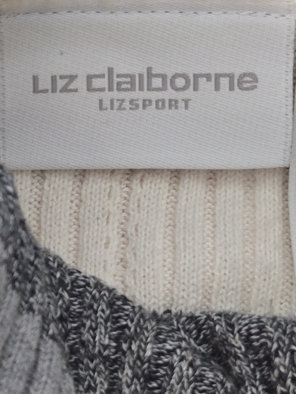 Liz Claiborne Black, Gray & White Striped Turtleneck Sweater Knit Layering - Picture 2 of 10